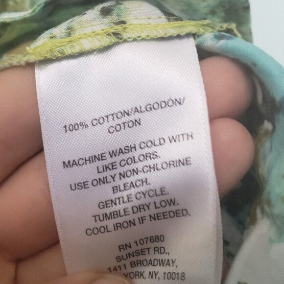 Sunset Rd Womens Sz S Outfit Skirt Set Tank Button Front 100% Cotton Green Blue - Picture 6 of 6